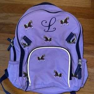 Pottery Barn Kids small Backpack with Horse Design “L”